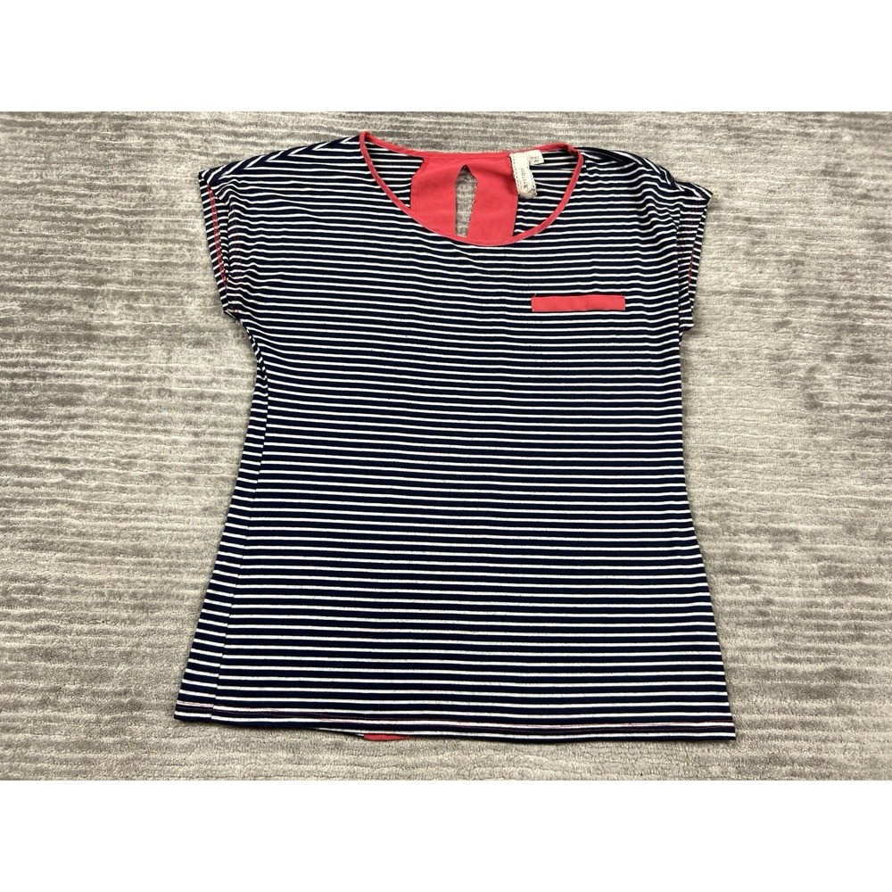 Robin-K Anthropologie Top Womens Medium Multicolor‎ Striped Made in USA Pocket